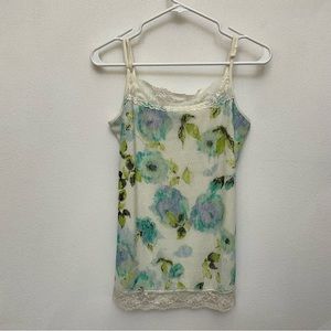 Maurices Y2K Blue, Green Lace Spaghetti Strap Cami Tank Size M Spring Summer